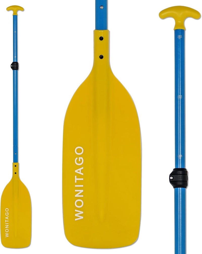 WONITAGO Canoe Paddles Aluminum Paddle with Plastic Blades Floating Adjustable Canoeing and Boating Oars, 122-152 cm/4-5 Ft, Black/Yellow - Image 1